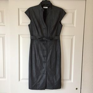 Calvin Klein Button Down Tie Waist Dress